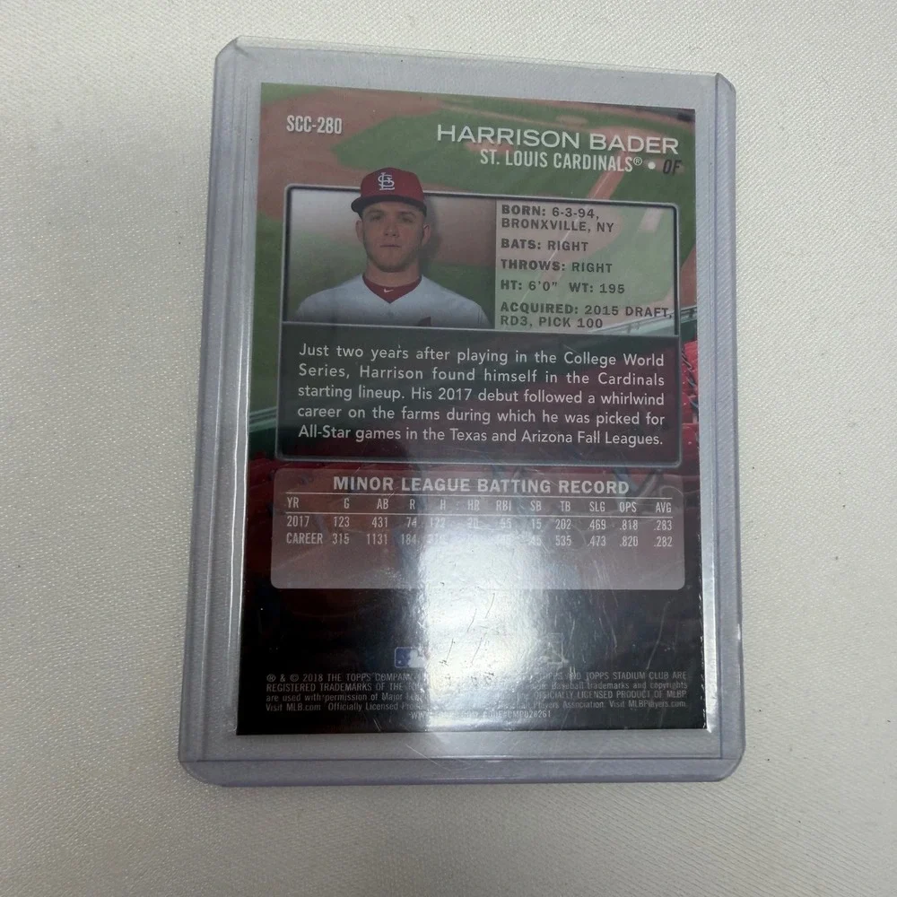 2018 Topps Stadium Club Chrome Harrison‎ Bader RC Rookie Card SCC-280 Cardinals